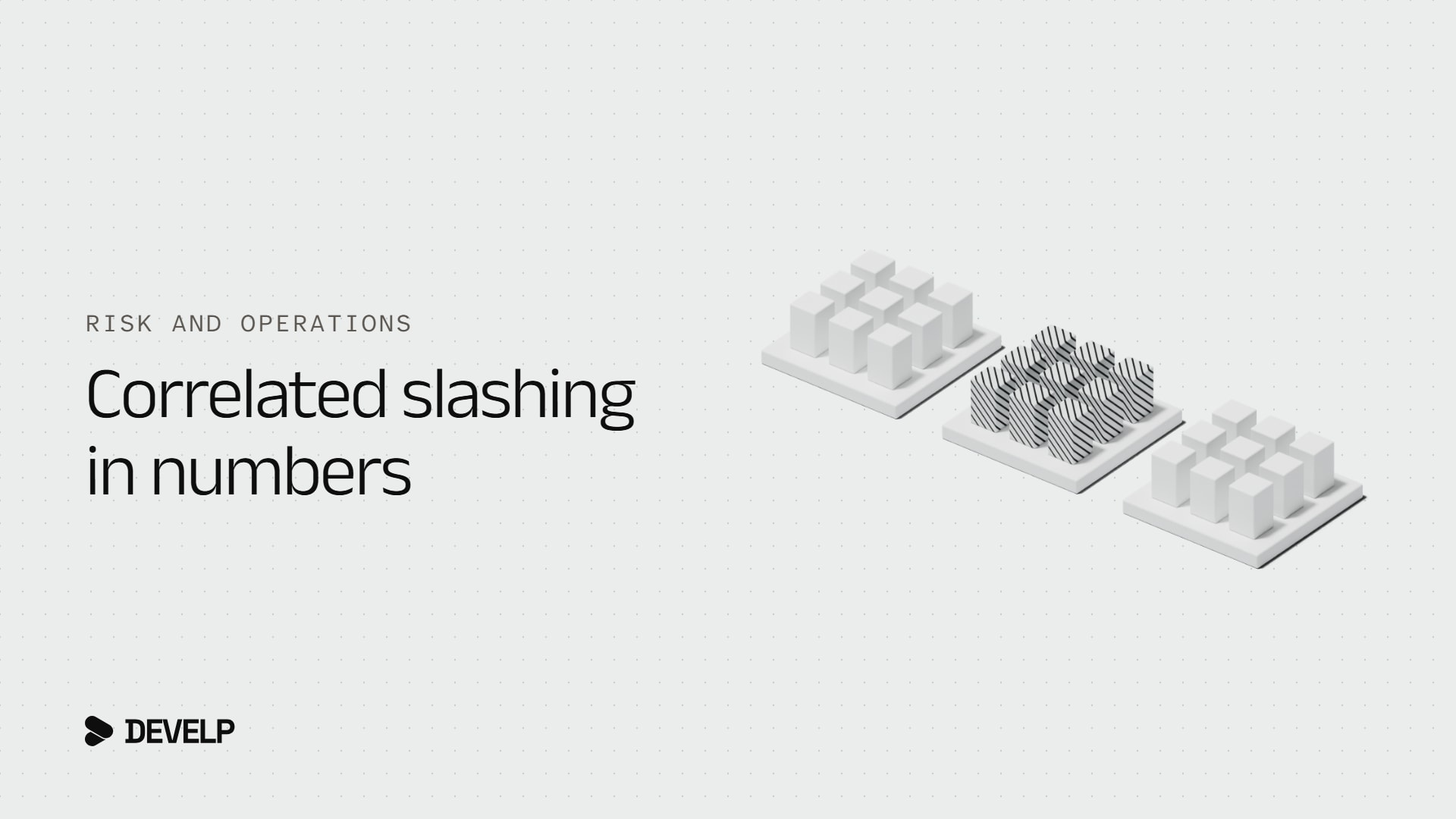 A white model of three groups of validator blocks, the middle group hatched